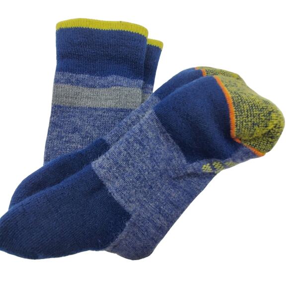 Blue Merino Wool Socks Mens 6-8.5 Medium Stripe Pistil Outdoor Ryder Crew - Picture 3 of 4
